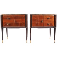 Italian 1950s Marble-Topped Nightstands or Bedside Cabinets