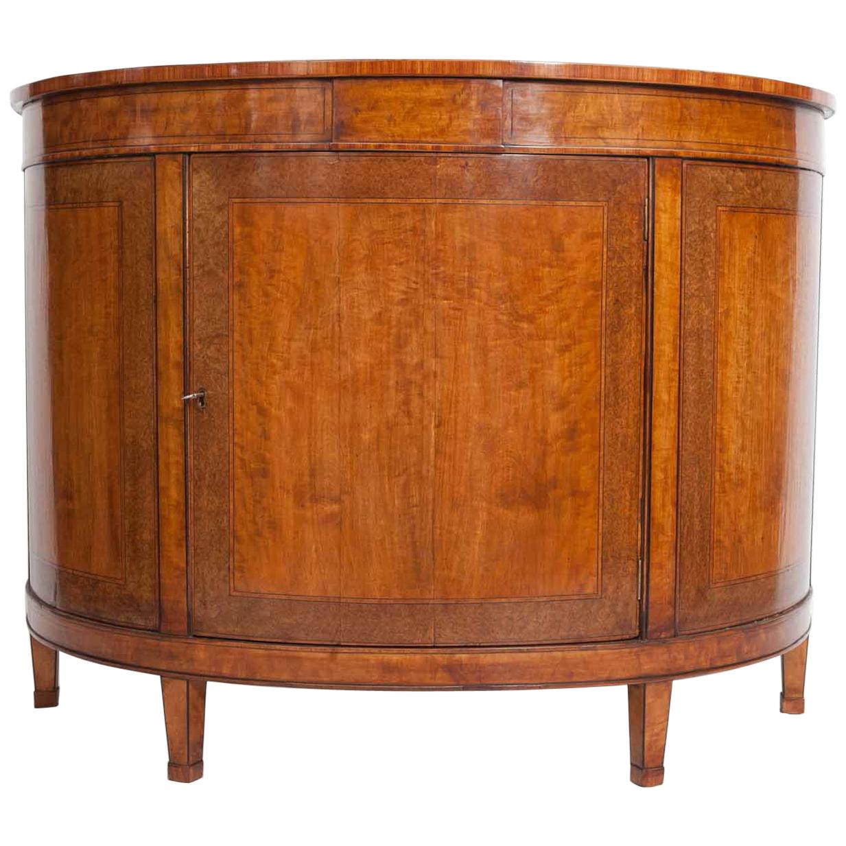 19th Century Demilune Satinwood Commode For Sale