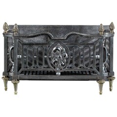 Cast Iron and Brass Louis XVI Style Edwardian Fire Basket