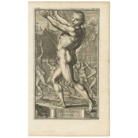 Antique Portrait of Theodorus Sutor by R. de Hooghe, 1701