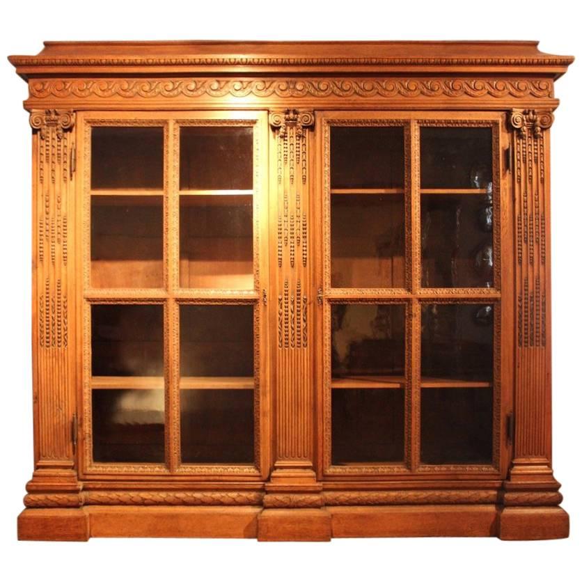 Impressive 19th Century French Carved Oak Bookcase