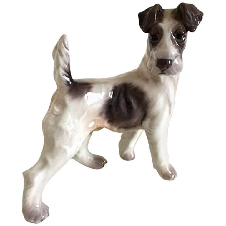 Dahl Jensen Standing Fox Terrier Dog #1001 Figurine For Sale