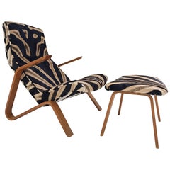Eero Saarinen for Knoll Grasshopper Chair and Ottoman in Zebra Hide