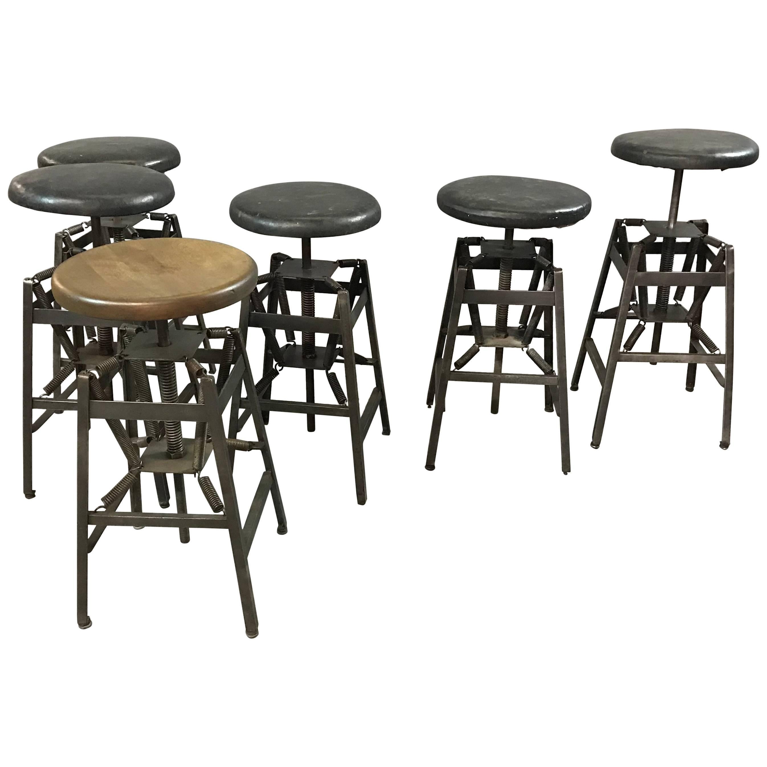 Industrial Adjustable Drafting Spring Stools by American Cabinet Co.