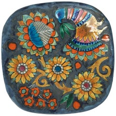 Hand-Painted Charger by Master Potter Marjatta Taburet Quimper France circa 1960