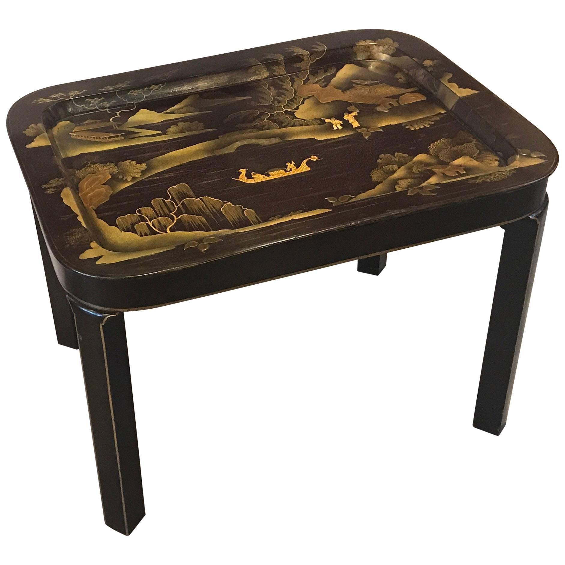 Lacquer Tray Top Chinoiserie Drinks Cocktail Table