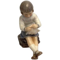 Dahl Jensen Figurine of Girl Knitting #1097