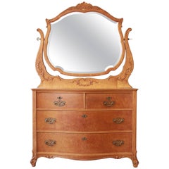 Early Widdicomb Furniture Bird's-Eye Maple Dresser with Bevelled Mirror