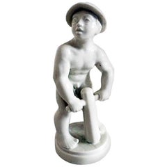 Vintage Dahl Jensen Blanc de Chine Figurine of Construction Worker #1193