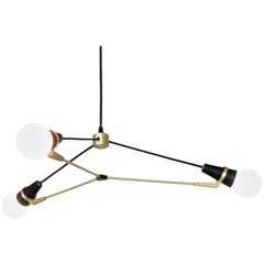 Church 3 Arm Pendant Black & Brass by Ravenhill Studio