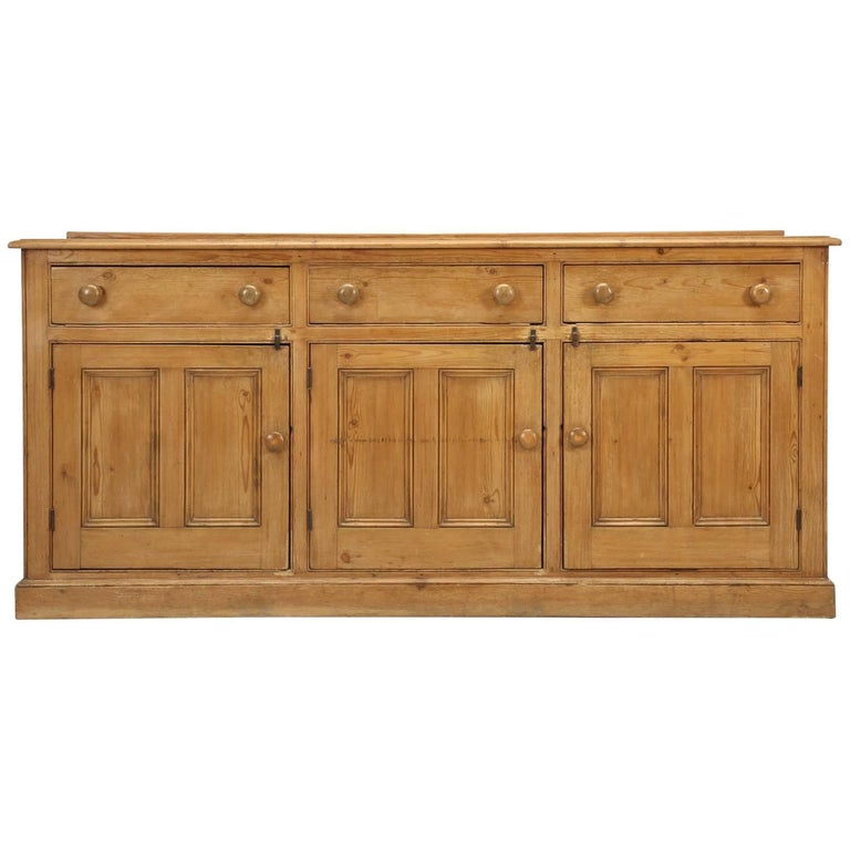 Antique English Pine Buffet Sideboard Or Dresser Base Circa 1900