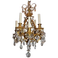 Baguès French Dore Bronze Crown Rock Crystal Petite Eight-Light Chandelier