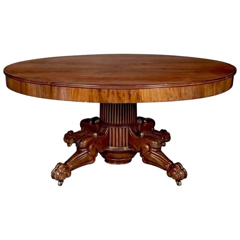 Period Regency Cuban Mahogany Round Dining Table For Sale