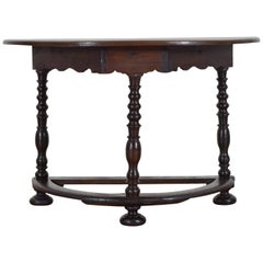 Italian Walnut Early 18th Century Demilune Console Table