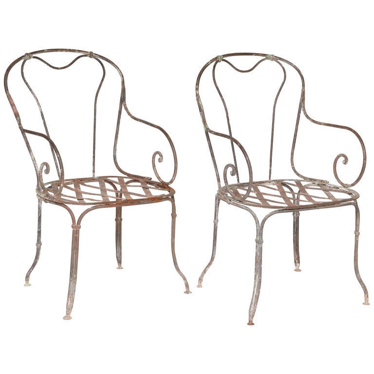 Pair Of Metal Garden Chairs France For At 1stdibs Pair Of Metal Garden Chairs France For