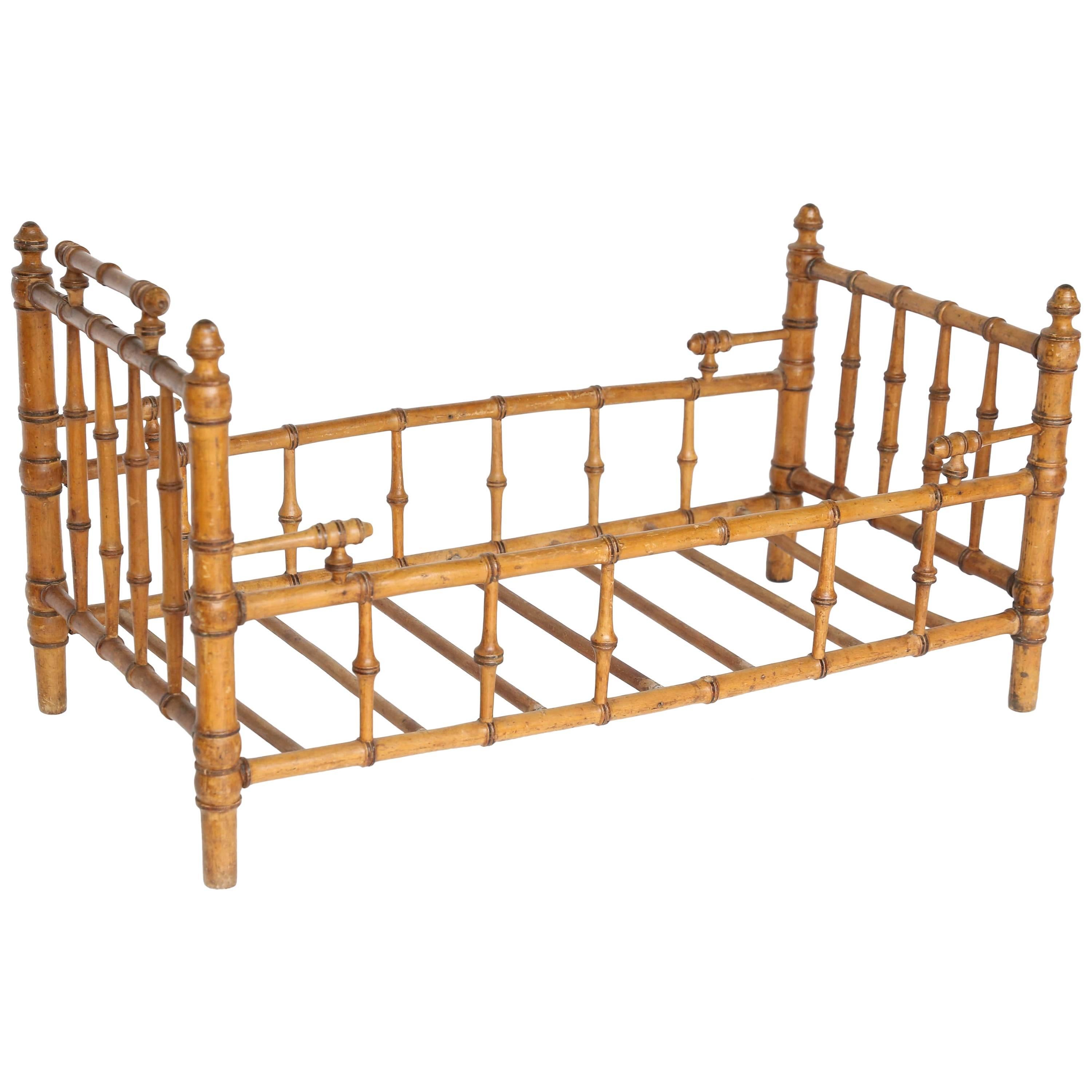 Vintage French Faux Bamboo Doll Bed at 1stDibs