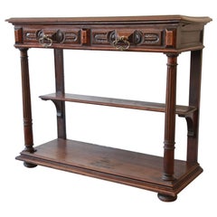 18th Century French Continental Walnut and Marble Sideboard or Liquor Console
