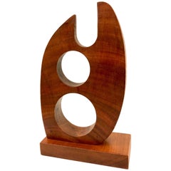 Mid-Century Modern Abstract Solid Walnut Small Sculpture