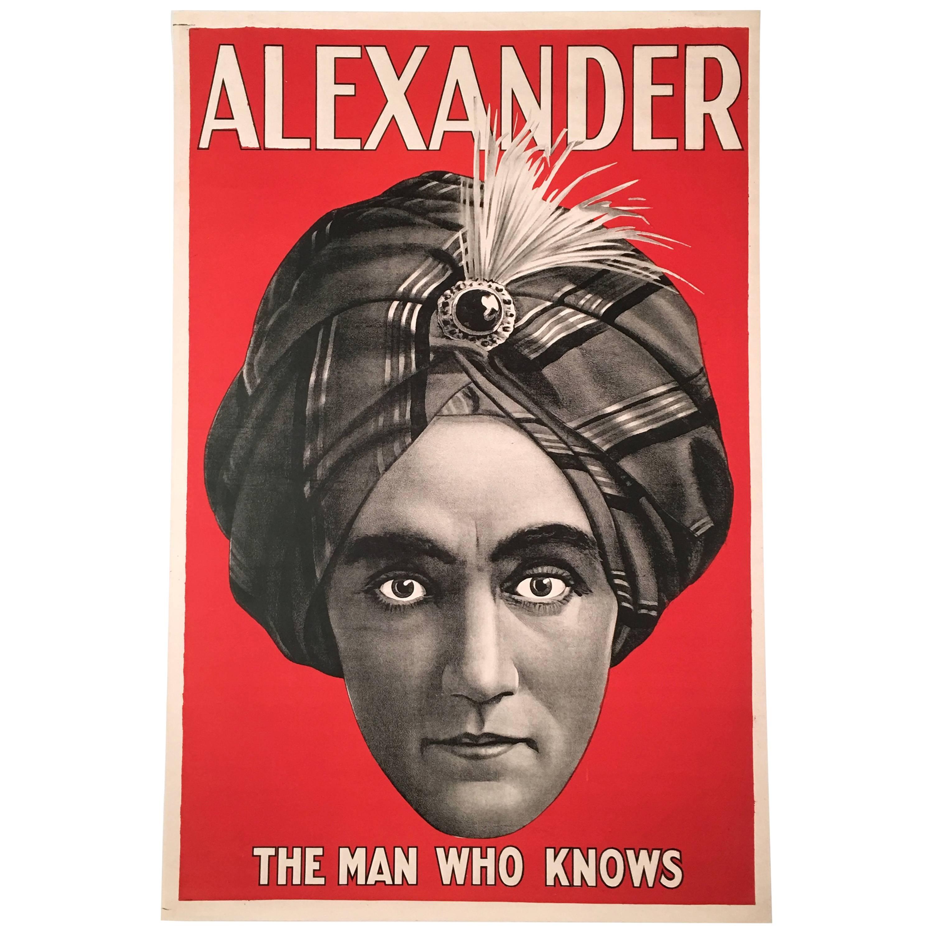 Original Alexander 'The Man Who Knows' Magician Poster