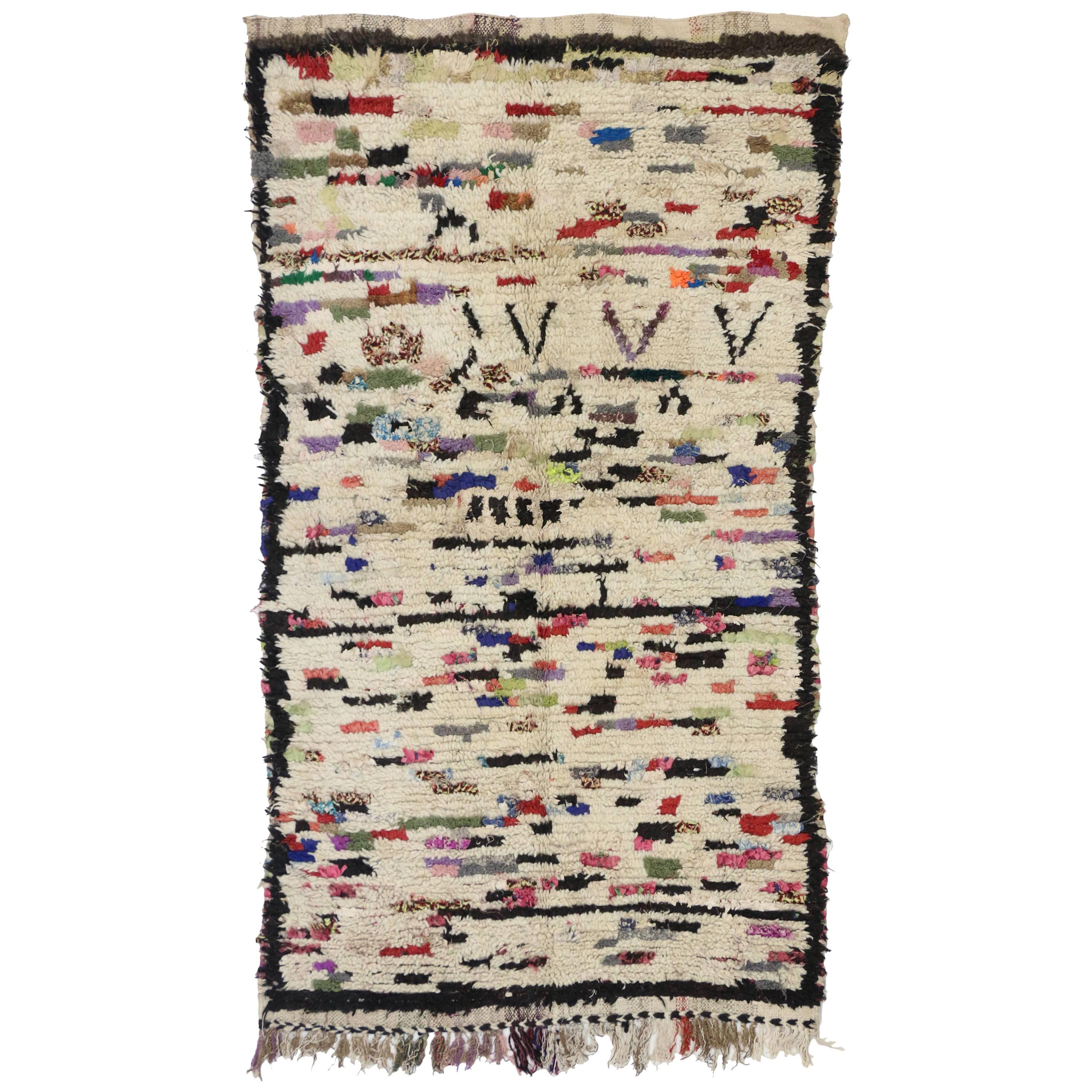 Vintage Berber Moroccan Azilal Rug with Abstract Expressionist Post-Modern Style
