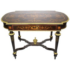 French 19th Century Louis XVI Style Gilt Bronze-Mounted Center, Writing Table