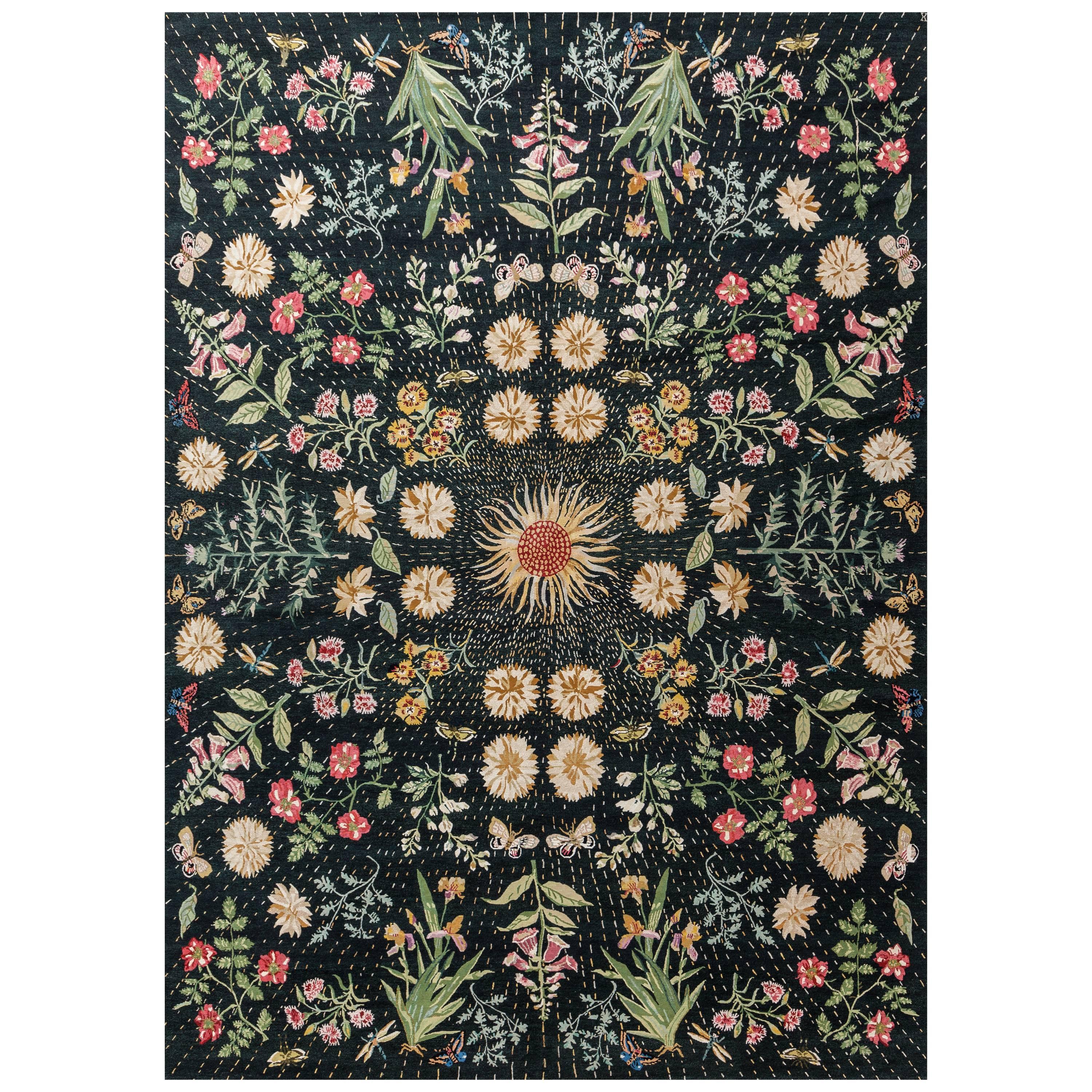 'Flora' HandKnotted Tibetan Rug Made in Nepal by New Moon Rugs For
