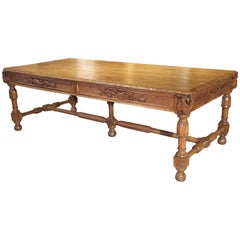 Early 1800s Carved French Oak Vineyard Table