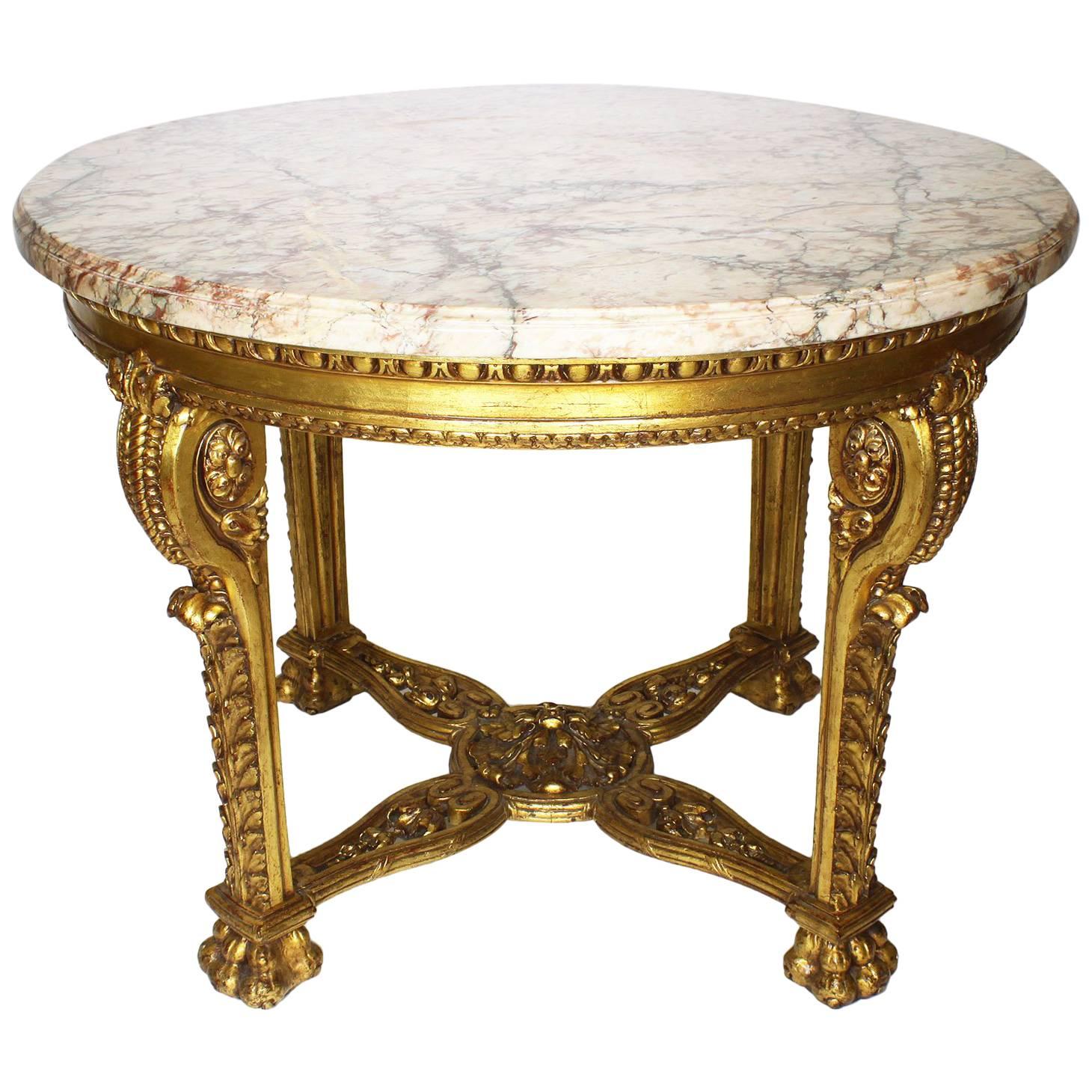 French Baroque 19th-20th Century Louis XV/xvi Transitional Style Giltwood Carved For Sale