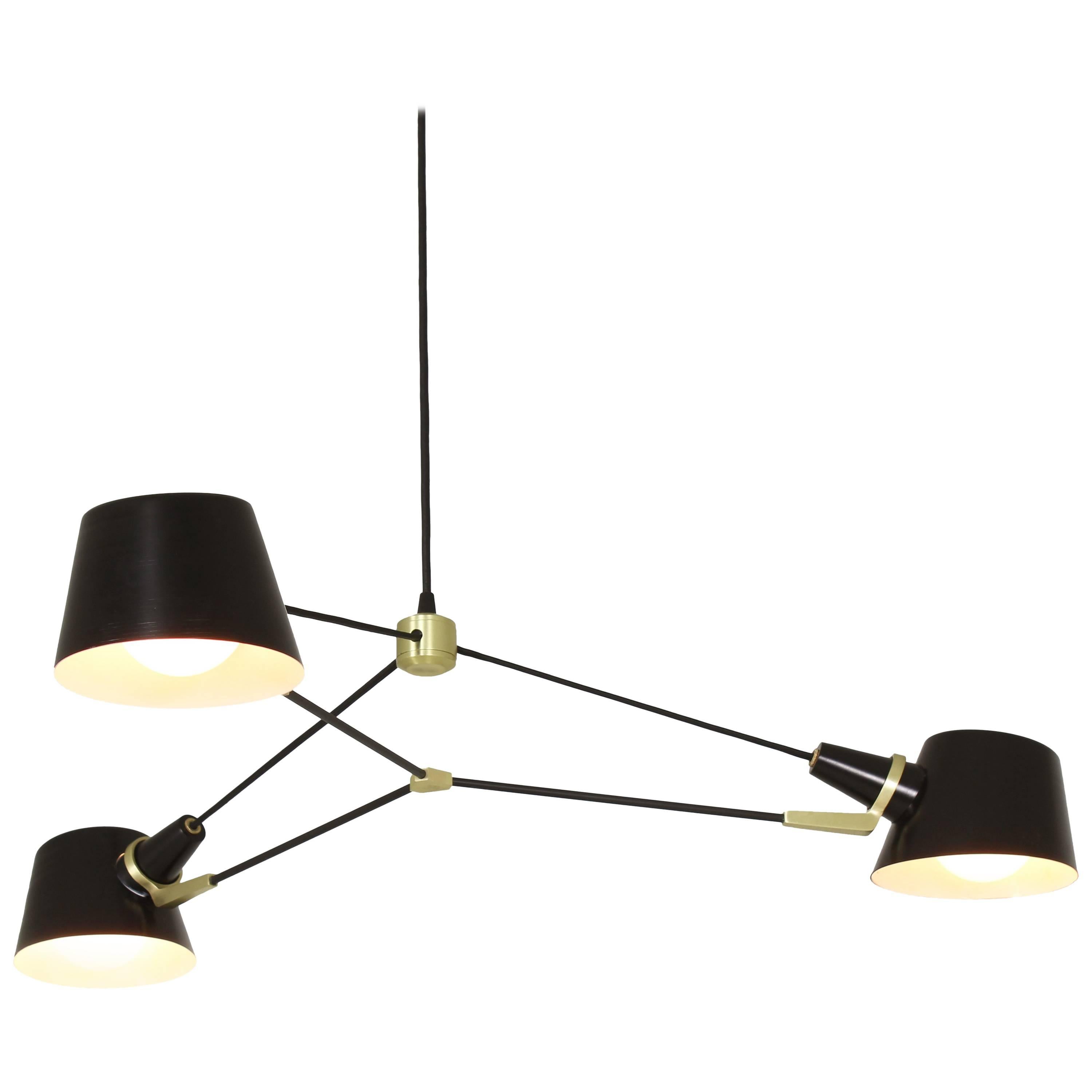 Pivot 3 Arm Pendant Black by Ravenhill Studio For Sale