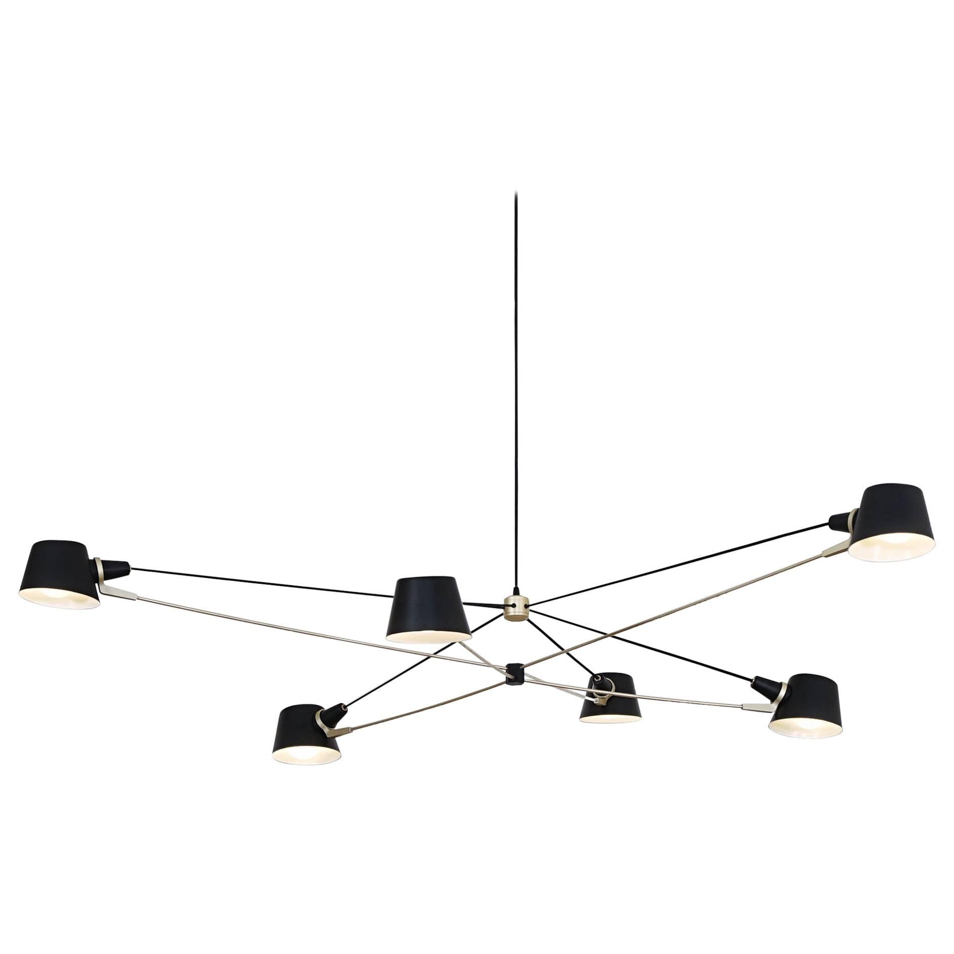 Pivot Chandelier Black & Brass by Ravenhill Studio For Sale