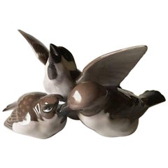 Vintage Bing & Grondahl Figurine No. 1670 of Trio of Sparrows