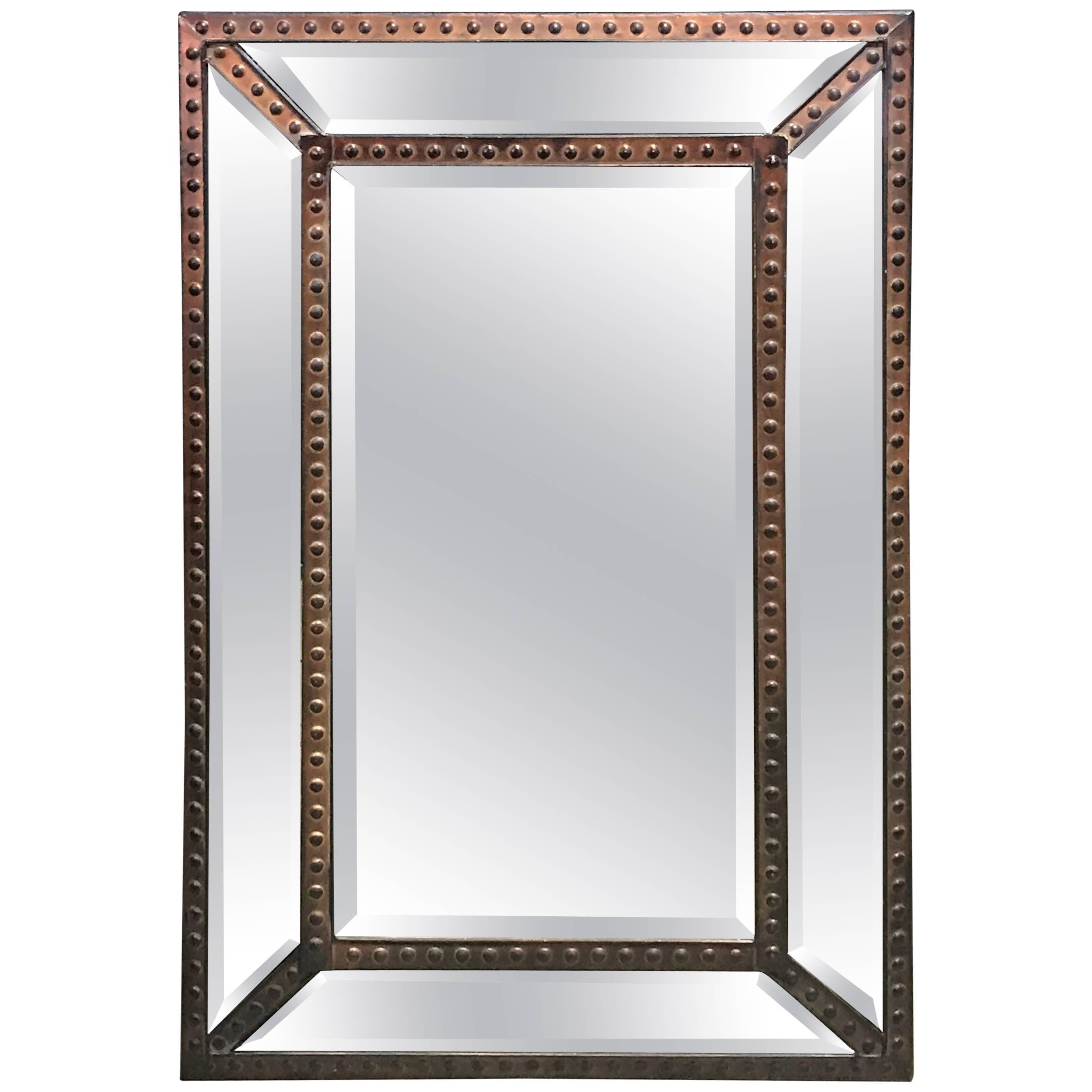 Industrial Style Metal Mirror at 1stdibs