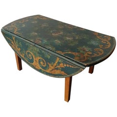 Vintage Drop-Leaf Coffee Table or Sofa Table with Painted Top