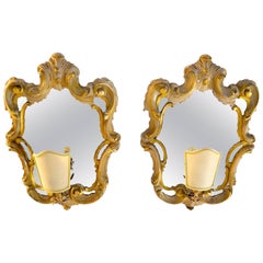 Pair of Rococo Style Mirrored Sconces