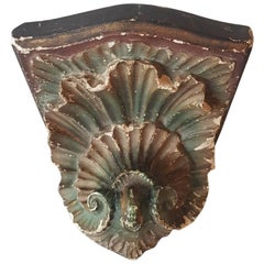 Old Plaster Wall Console or Bracket with Shell Shape from circa 1900