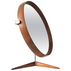 Large Teak Table Mirror by Uno & Östen Kristiansson for Luxus Sweden 1960s