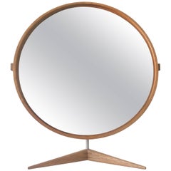 Elegant Oak Table Mirror by Uno & Östen Kristiansson for Luxus Sweden 1960s