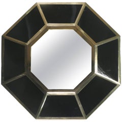 Willy Rizzo Lacquer and Brass Mirror, 1970