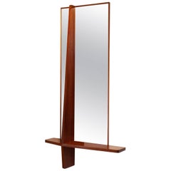 French Reconstruction Period Massive Mahogany Wood Tailwing Shaped Wall Mirror