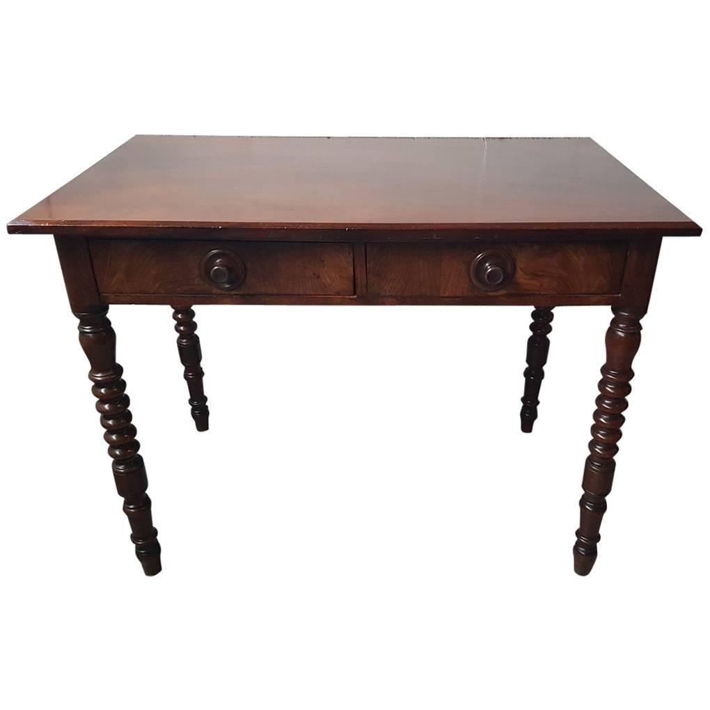 Late 19th Century Dutch Mahogany Table with Two Drawers