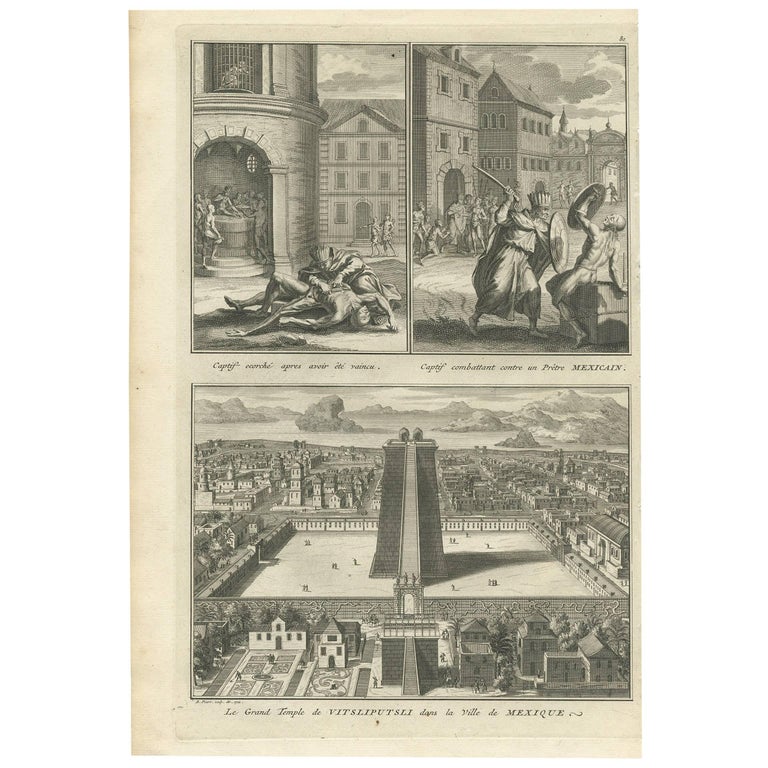 The Great Temple of Vitsliputsli in Mexico City and a Few Murder Scenes,  1722 For Sale at 1stDibs