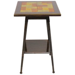 Art Deco Vintage Beech Table Burnt Orange Soft Green Ceramic Tiles Adolf Loos