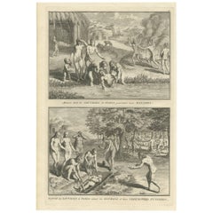 Antique Print of the Healing and Funeral Ceremonies of the Parias "India"