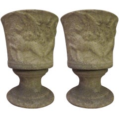 Vintage Pair of Italian Art Deco Stone Table Lamps in the style of Gio Ponti