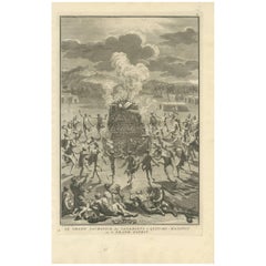 Antique Print of an Offering to the Great Spirit by Native Americans