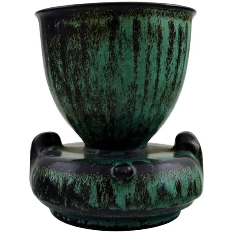 Svend Hammershoi for Kähler, Denmark, Glazed Stoneware Art Pottery Vase, 1930s