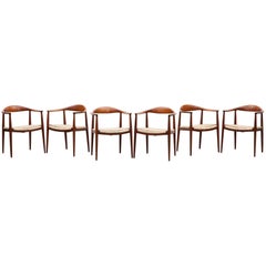 Six 1949 Brown Teak Set of Hans Wegner "The Chair"