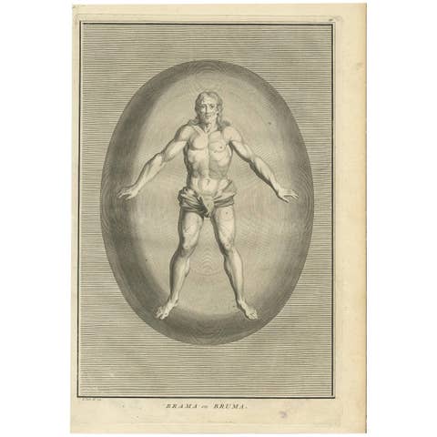 Antique Print of Brahma 'Bruma, Brama' by B. Picart, 1723