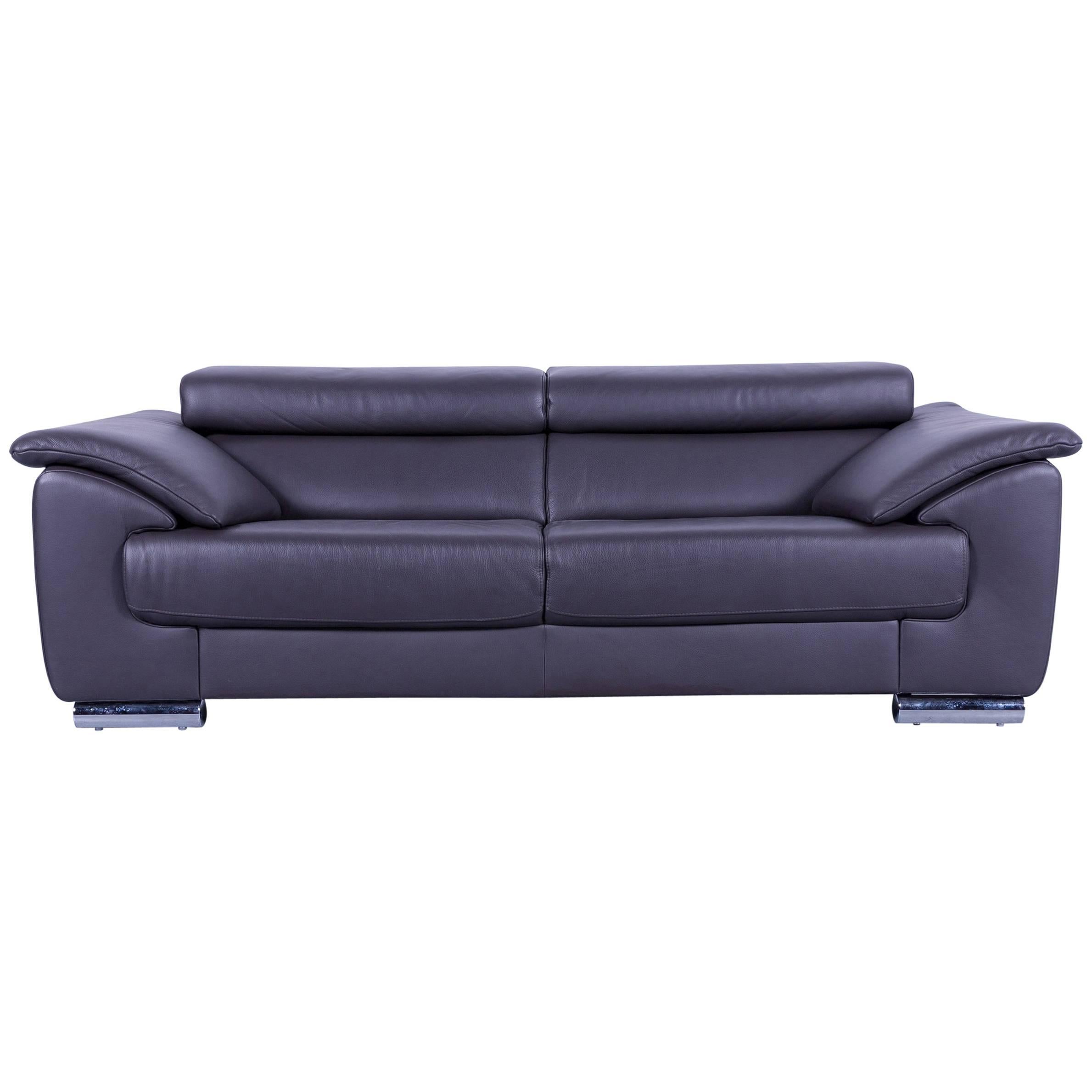 Ewald Schillig Brand Blues Designer Sofa Anthracite Grey Brown Leather Couch