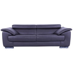 Ewald Schillig Brand Blues Designer Sofa Anthracite Grey Brown Leather Couch